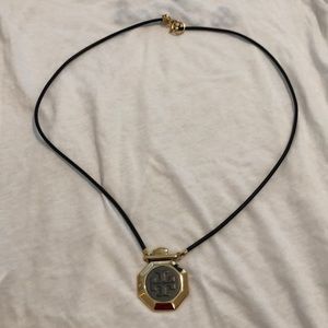 Gold Tory Burch medallion necklace